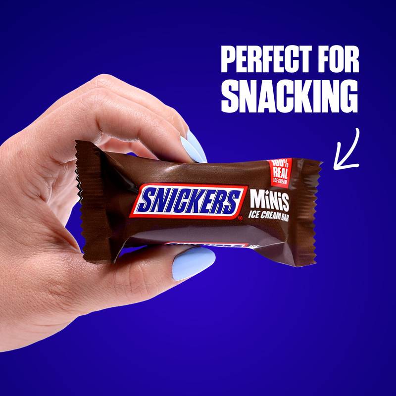 SNICKERS Ice Cream Minis, Milk Chocolatey Caramel Peanut Butter Ice Cream Bars, 10ct