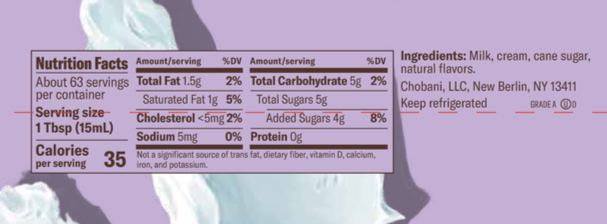 Chobani Sweet Cream Dairy Creamer 24oz Ctn