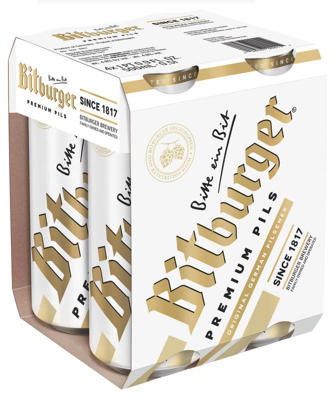 Bitburger Pilsner 4pk 16.9oz Can 4.8% ABV