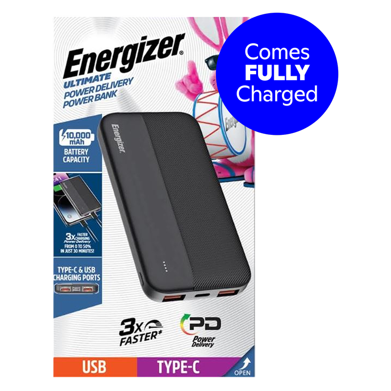 Energizer 10,000mAh Dual PD USB and 1 Type-C Powerbank