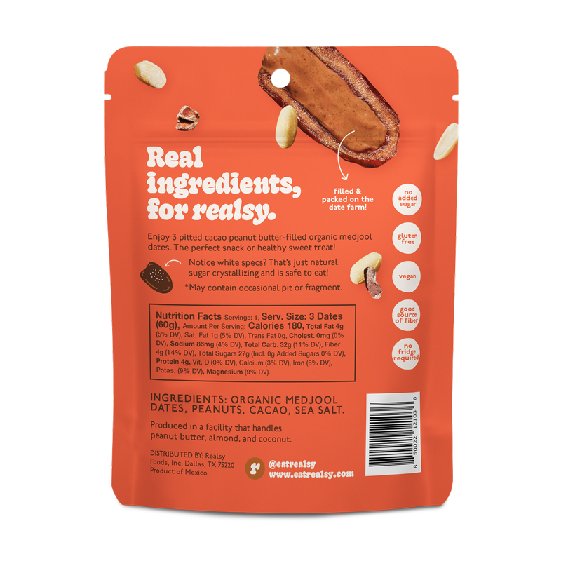 realsy Chocolate Peanut Butter Filled Dates, 2.1 oz