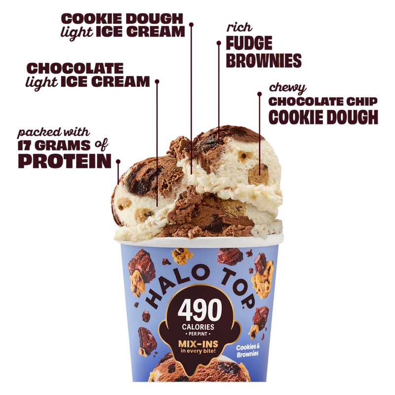 Halo Top Cookies & Brownies Light Ice Cream Pint, 16 fl oz