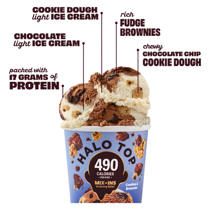 Halo Top Cookies & Brownies Light Ice Cream Pint, 16 fl oz