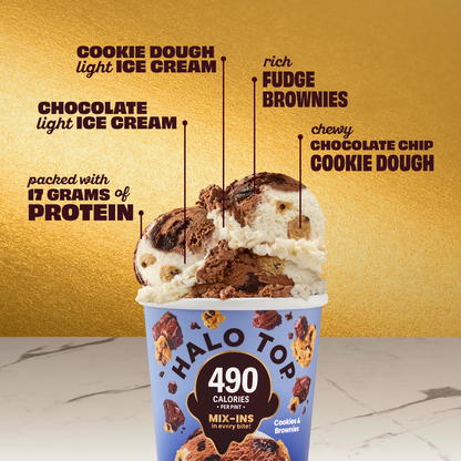 Halo Top Cookies & Brownies Light Ice Cream Pint, 16 fl oz