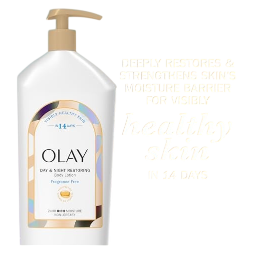 Olay Day & Night Restoring Hydrating Body Lotion, Fragrance-Free, 18 fl oz