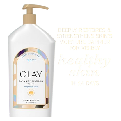 Olay Day & Night Restoring Hydrating Body Lotion, Fragrance-Free, 18 fl oz