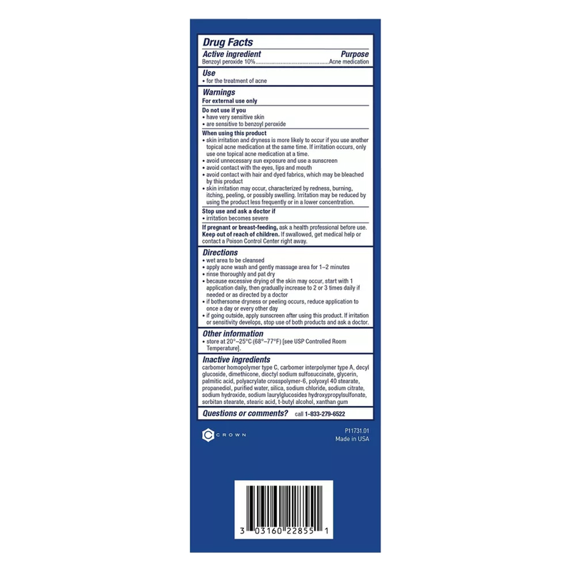 PanOxyl Acne Foaming Wash Benzoyl Peroxide 10% Maximum Strength
