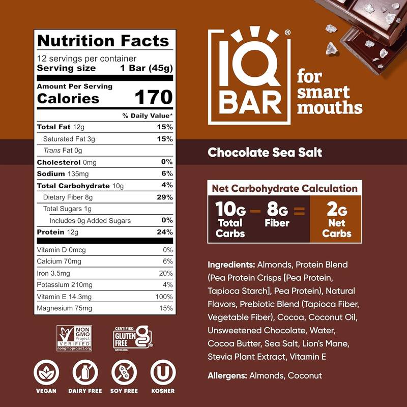 IQBAR Chocolate Sea Salt Bar 1.6oz