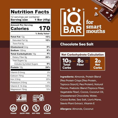 IQBAR Chocolate Sea Salt Bar 1.6oz