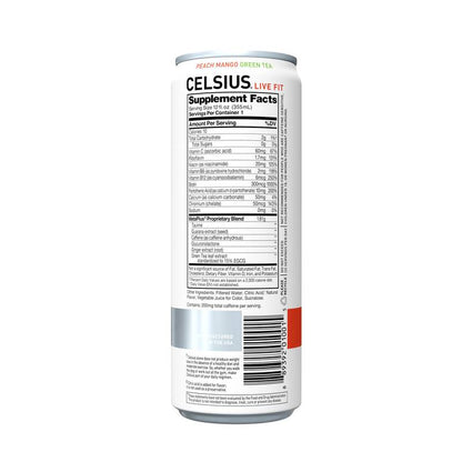 CELSIUS Peach Mango Green Tea Essential Energy Drink 12oz Can