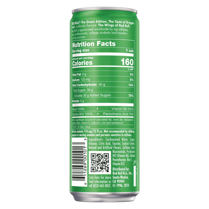 Red Bull Energy Drink The Green Edition Dragon Fruit 12oz Can