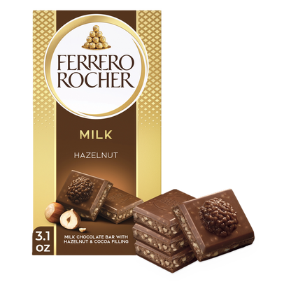 Ferrero Rocher Premium Chocolate Bar, Milk Chocolate Hazelnut, 3.1 oz