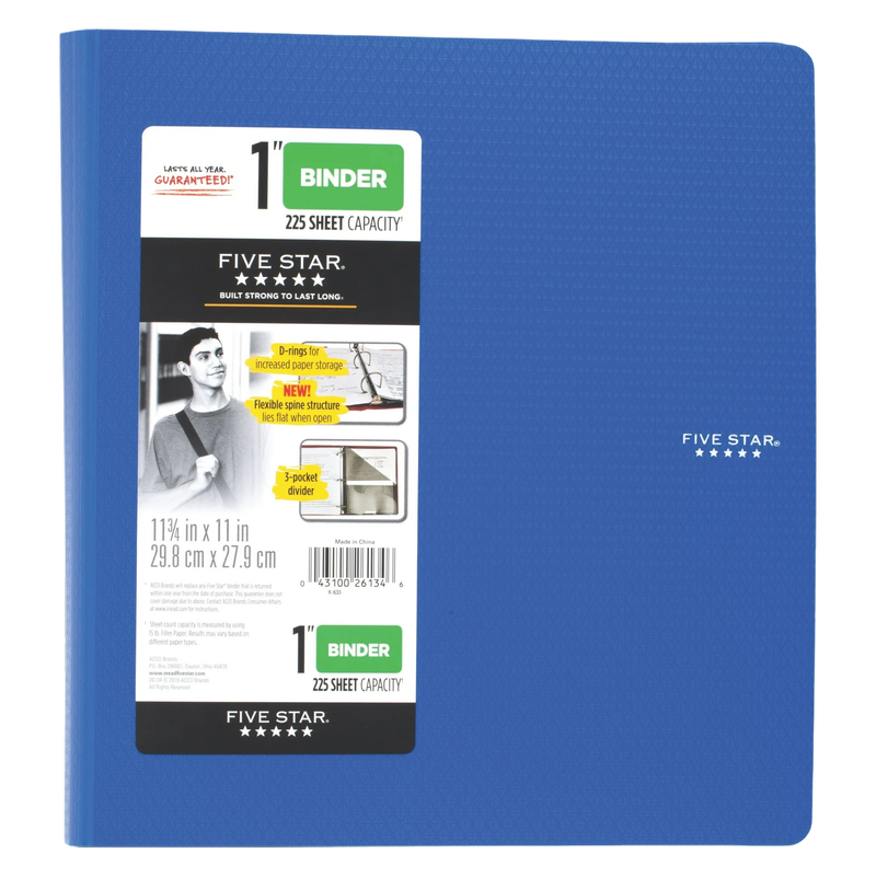 Five Star Binder 11 3/4" x 11 Assorted