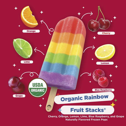 JonnyPops Organic Rainbow Fruit Stacks Water Pops 8ct