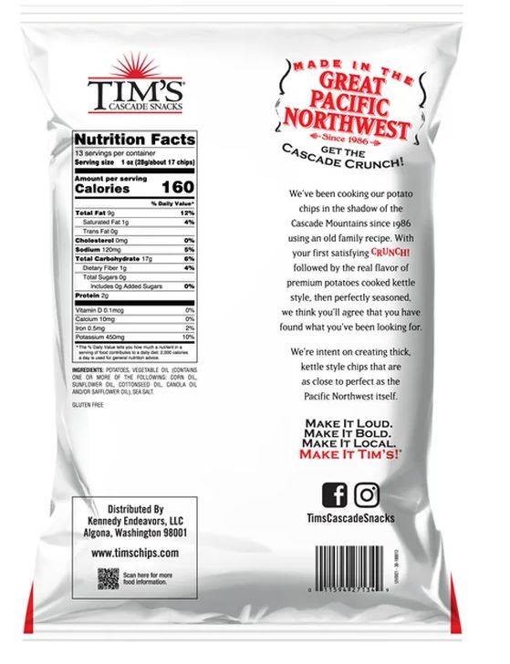 Tim's Cascade Potato Chips Original 13oz - Tim's Chips – BevMo!