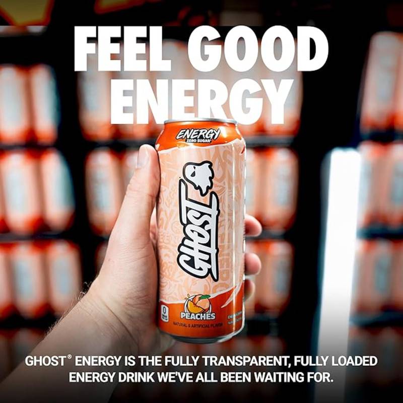 GHOST Energy Zero Sugar Peaches 16oz Can