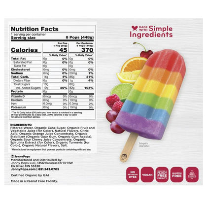JonnyPops Organic Rainbow Fruit Stacks Water Pops 8ct