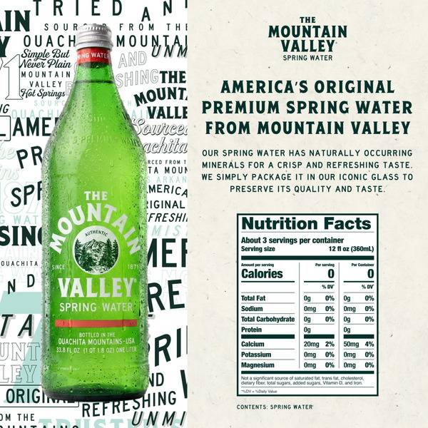 Mountain Valley Spring Water 12pk 1L Glass Bottle- XL