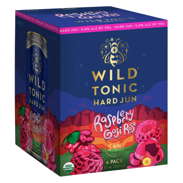 Wild Tonic Raspberry Goji Rose Hard Kombucha 4pk 12oz Can 5.6% ABV