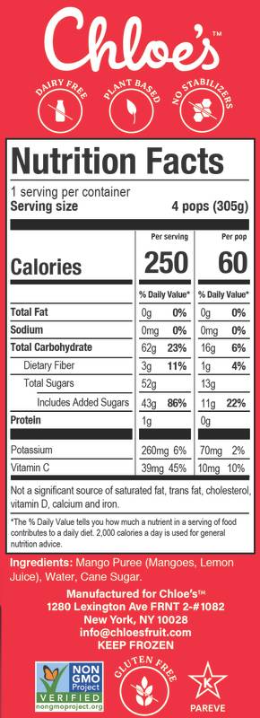 Chloe's Mango Fruit Pops 4ct