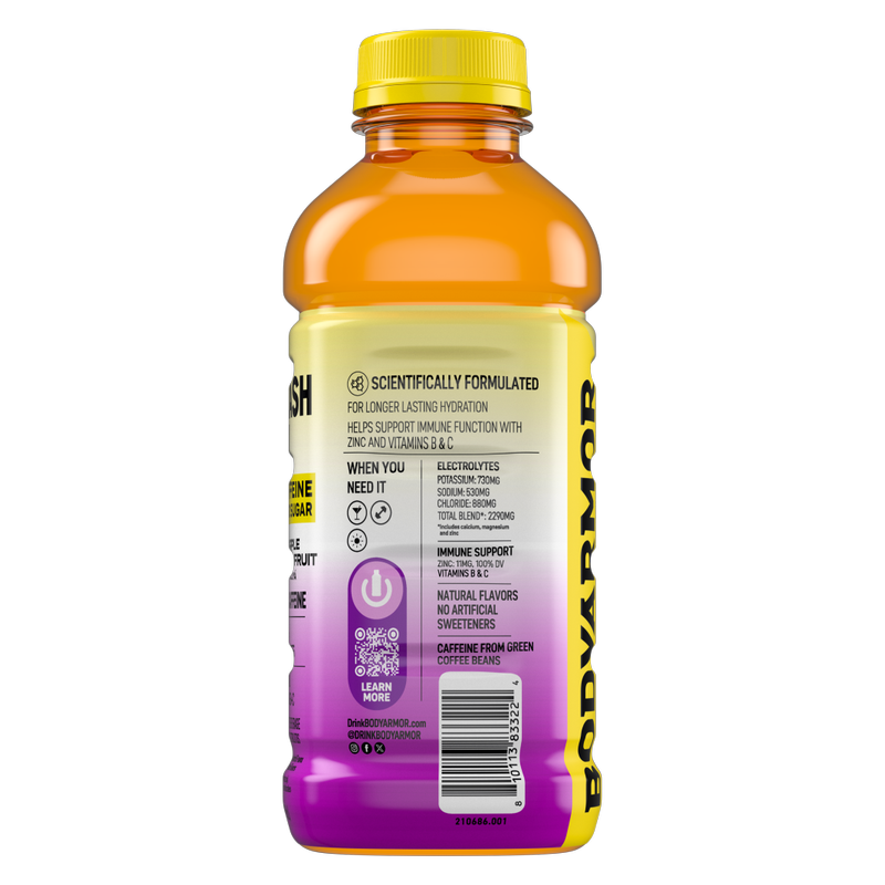 BODYARMOR FLASH I.V. Caffeine + Hydration Pineapple Passionfruit 20oz Btl