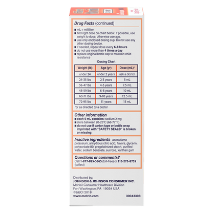 Children's Motrin Oral Suspension Dye-Free Berry, 4 Fl. Oz
