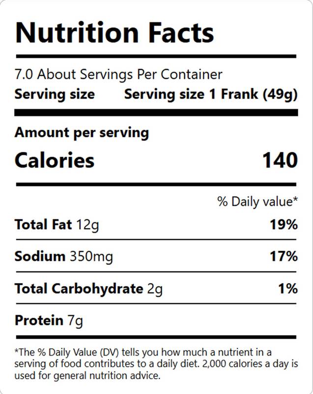 Solomons Beef Franks -12oz