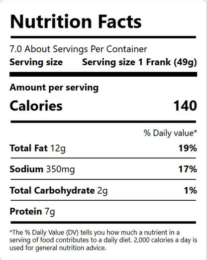 Solomons Beef Franks -12oz