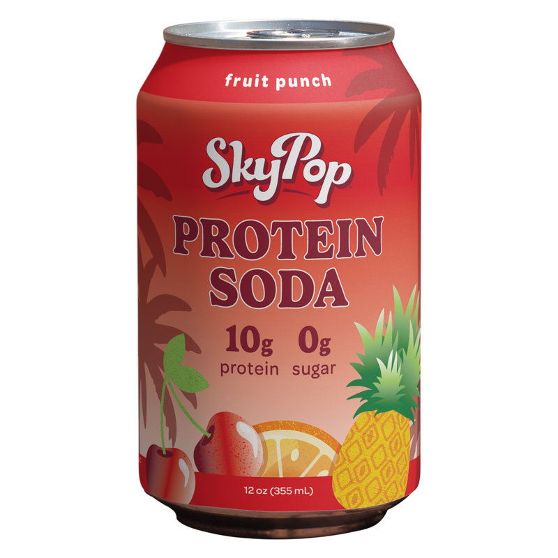 SkyPop Fruit Punch Protein Soda 12oz Can