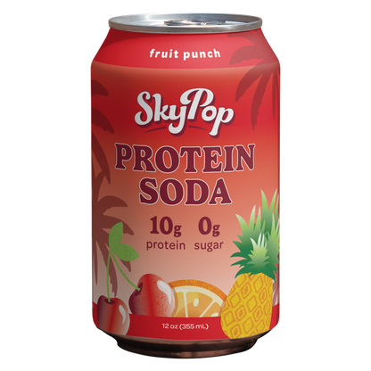 SkyPop Fruit Punch Protein Soda 12oz Can