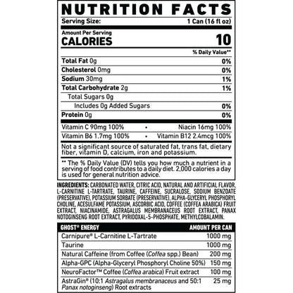 GHOST Energy Zero Sugar Orange Cream 16oz Can