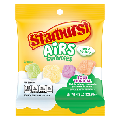 STARBURST Airs Tropical Sour Gummy Candy, 4.3 oz Bag