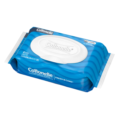Cottonelle Fresh Care Flushable Wet Wipes, Adult Wet Wipes, 2 Flip-Top Packs, 42 Wipes Per Pack (84 Total Wipes)
