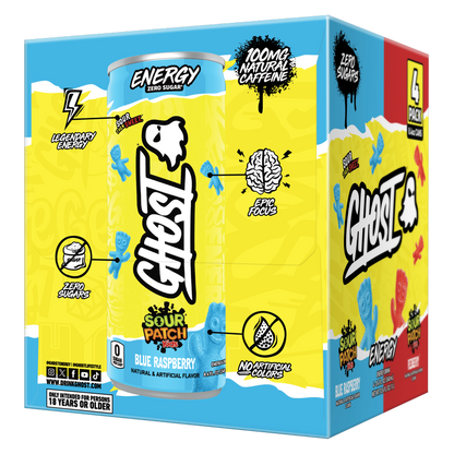 GHOST Energy Zero Sugar Sour Patch Kids Variety Pack 4pk 8.4oz Can