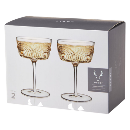 Viski Deco Beau Crystal Coupe Glasses S/2