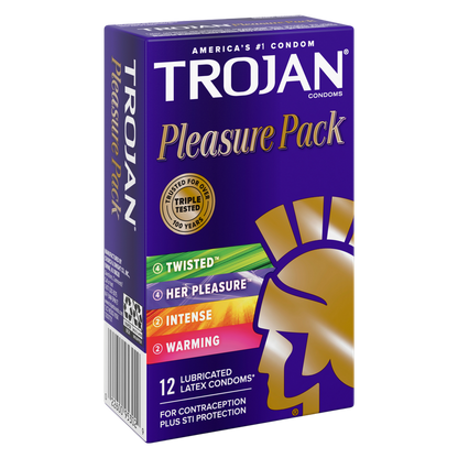 Trojan Pleasure Pack Lubricated Condoms 12ct