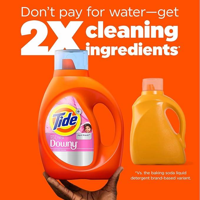 Tide Plus Boost of Ultra Downy Liquid Laundry Detergent, April Fresh Scent, 65 Loads, 92oz