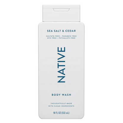 Native Body Wash, Sea Salt & Cedar, Sulfate Free, 18 oz