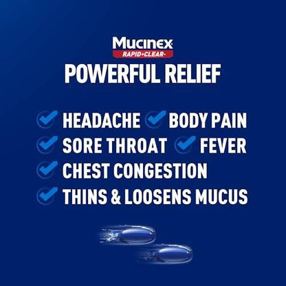Mucinex Rapid Clear Day Liquid Gel 16 ct. + Clear & Cool Nasal Spray .75 oz.