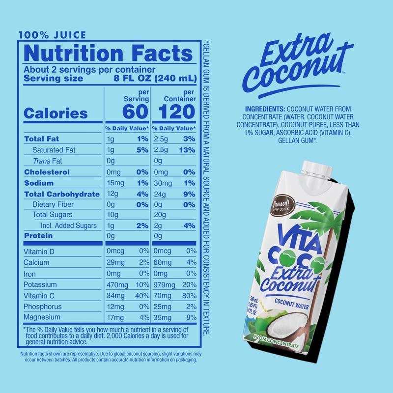 Vita Coco Extra Coconut Water 16.9oz Ctn