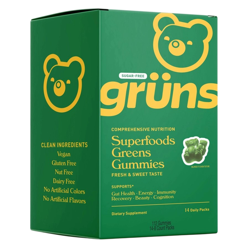 Gruns Adult Sugar Free Superfood Greens Gummies, 14 Servings