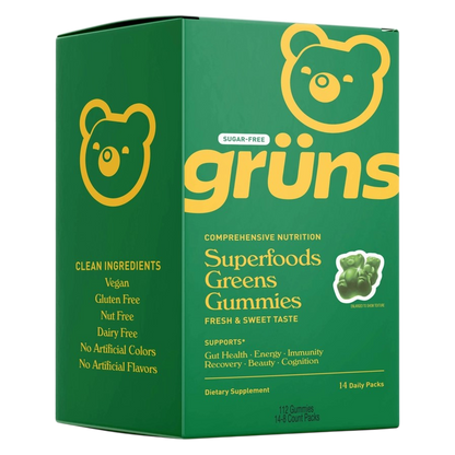 Gruns Adult Sugar Free Superfood Greens Gummies, 14 Servings