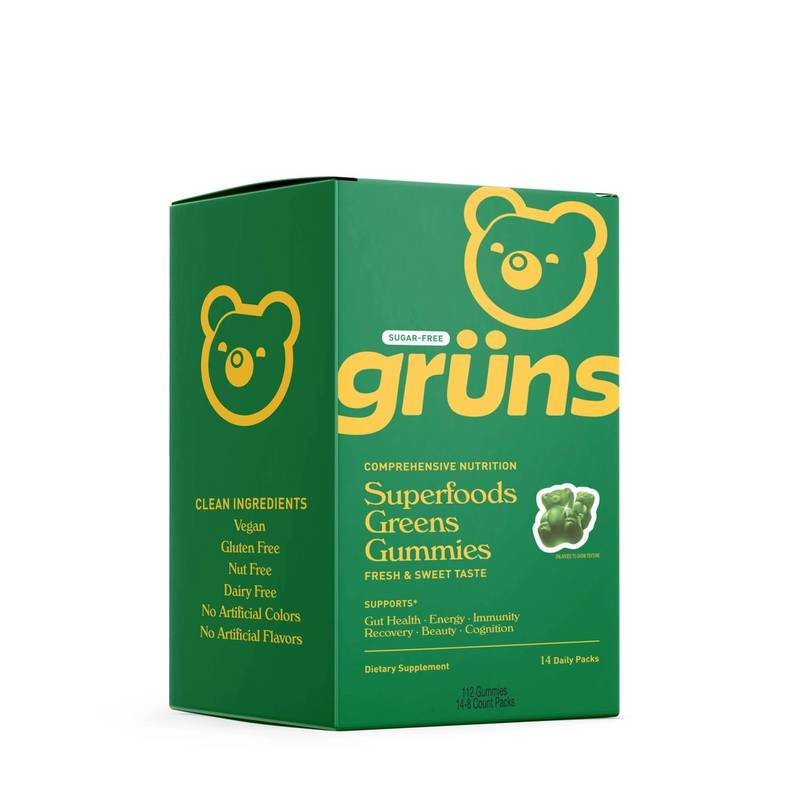 Gruns Adult Sugar Free Superfood Greens Gummies, 14 Servings