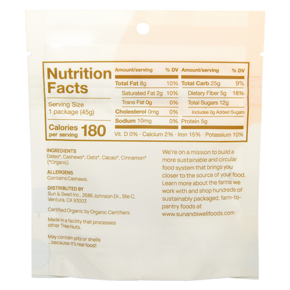 Sun & Swell Oatmeal Cacao Chip Energy Bites 1.6oz Bag