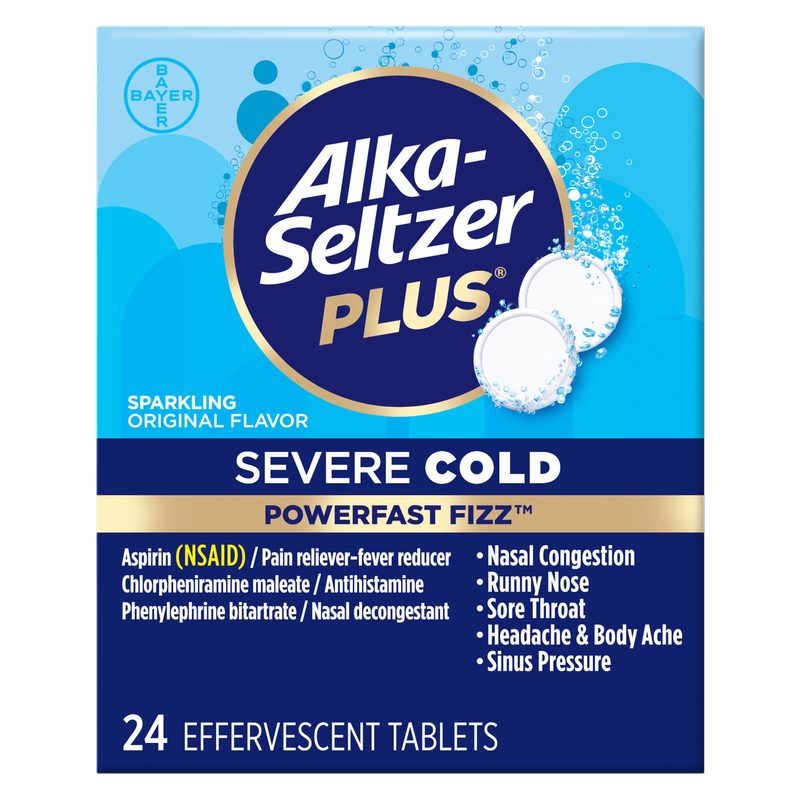 Alka-Seltzer Plus Powerfast Fizz Severe Cold Sparkling Original 24ct