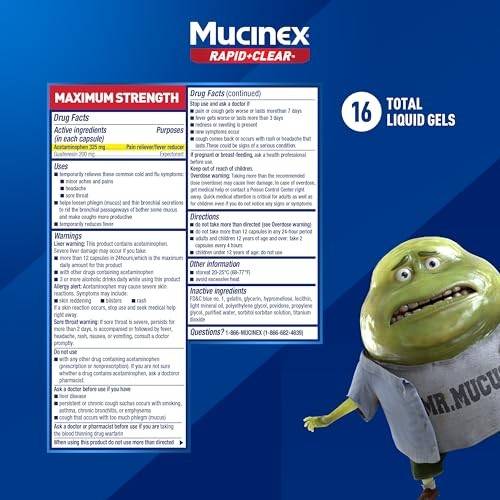 Mucinex Rapid Clear Day Liquid Gel 16 ct. + Clear & Cool Nasal Spray .75 oz.