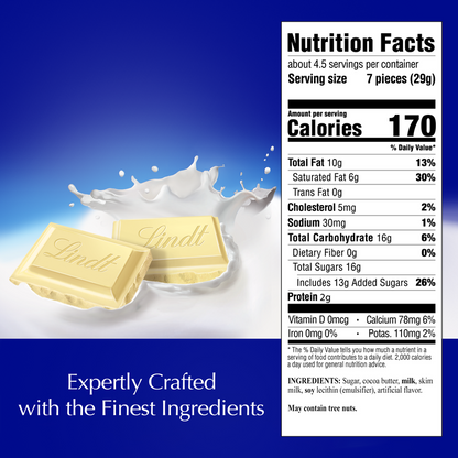 Lindt Classic Recipe White Chocolate Bar, 4.4oz