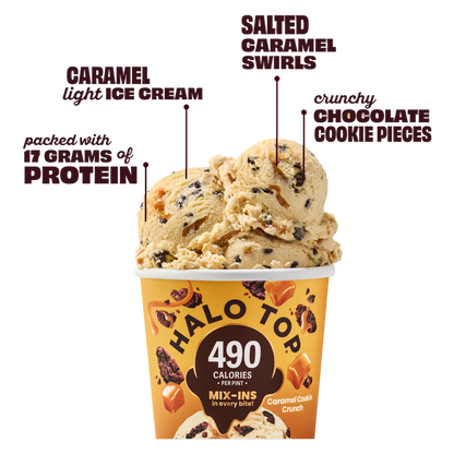 Halo Top Mix-In Caramel Dark Chocolate Cookie Crunch, 16 fl oz