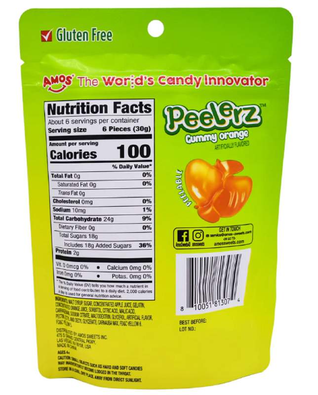Amos Peelerz Gummy Orange, 6oz