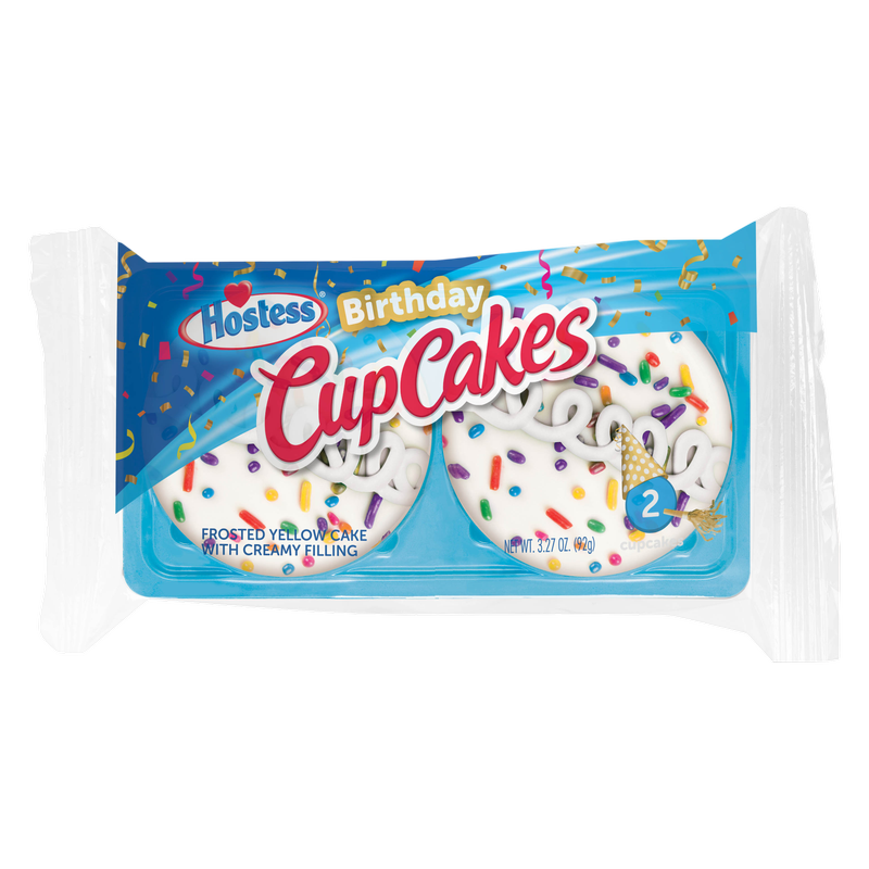 HOSTESS Birthday CupCakes Single Serve, 2 Count, 3.27 oz